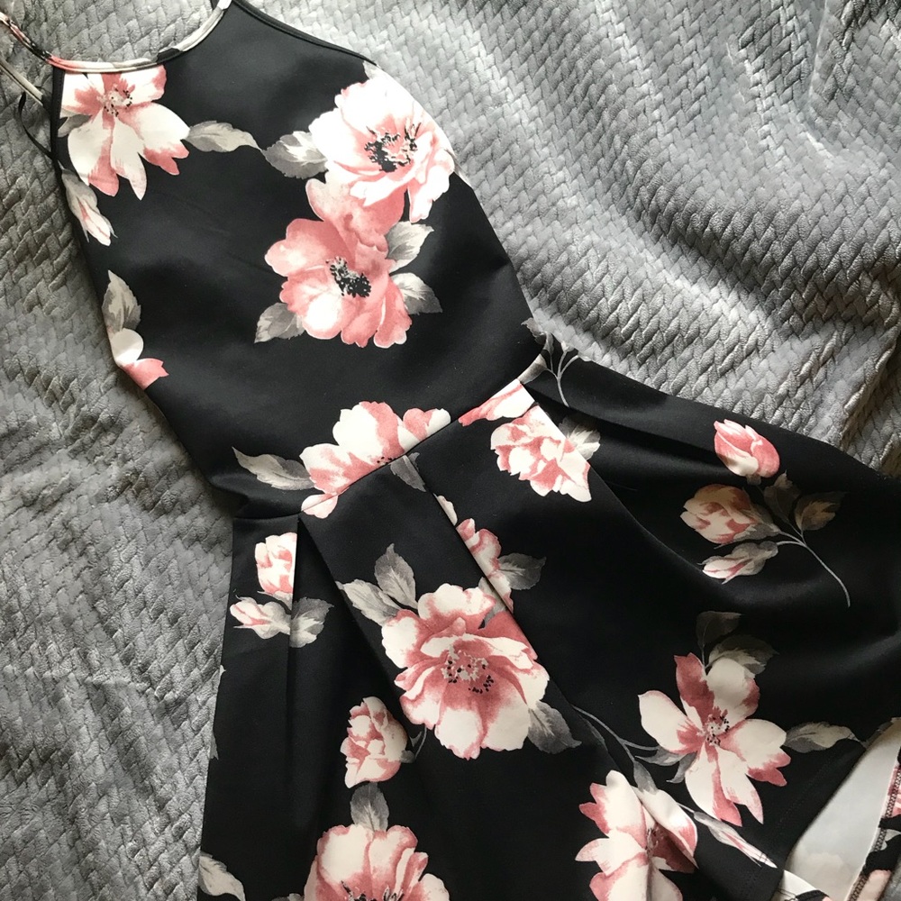 Black floral romper